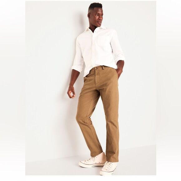 Old Navy Tan Athletic Built in Flex Stretch Chino khaki Pants Size 30X30 - Picture 3 of 10